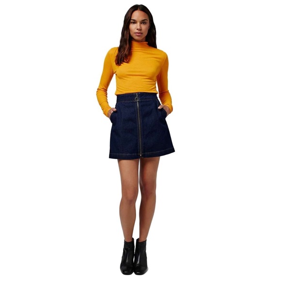Topshop Denim Zip A-Line Skirt - Picture 3 of 6